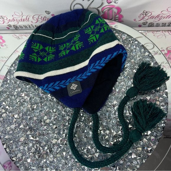 Columbia Other - Columbia winter hat toque heat gear inside knit tribal winter blue green warm